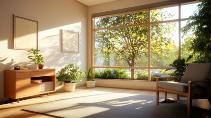 Bright and inviting living room with nature view