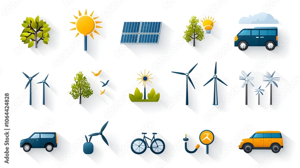Aufkleber comprehensive set of icons representing renewable energy sources such as solar wind hydro and electr