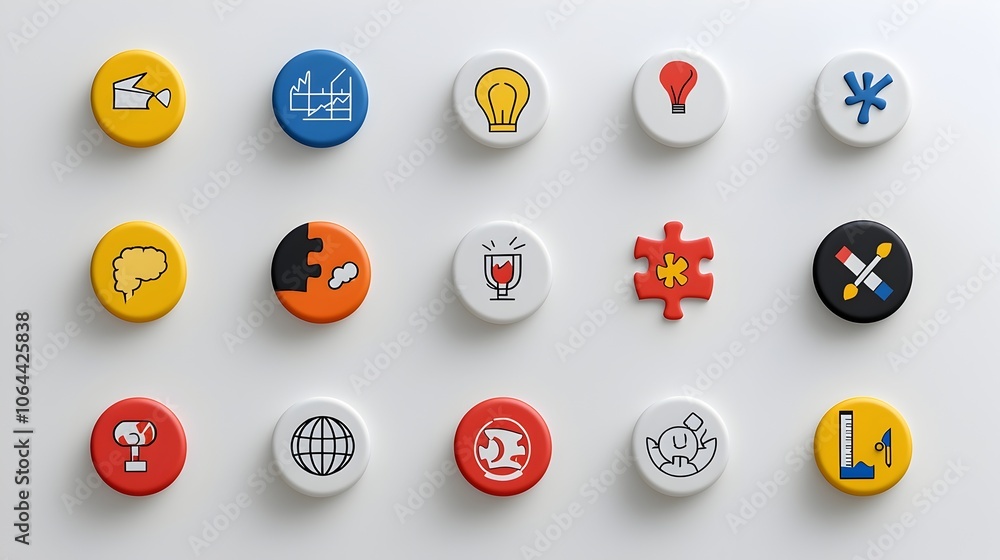 Aufkleber Innovative design with puzzle pieces symbolizing the process of problem solving brainstorming and for business strategy and development concepts