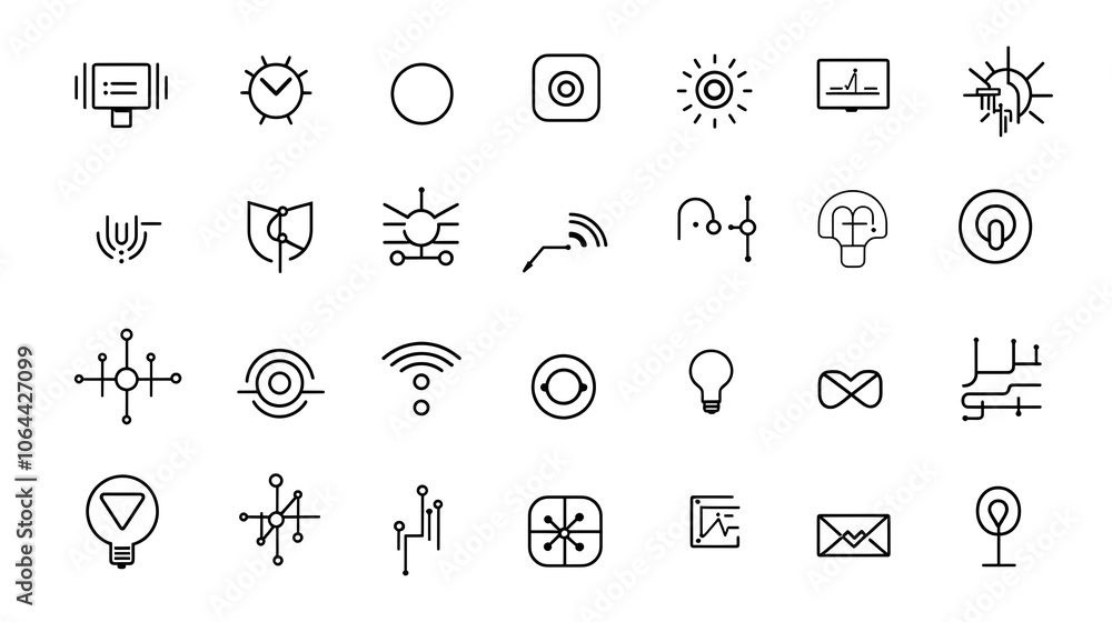 Aufkleber Comprehensive set of technology icons symbolizing machine learning neural networks and cognitive computing intelligence  Showcasing the digital electronic