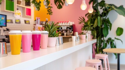 Brighten your day with refreshing smoothies at a trendy juice bar