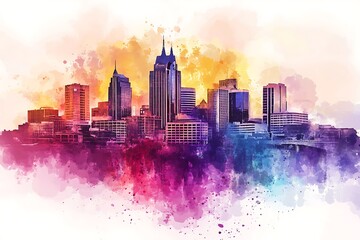 Obraz premium City colorful silhouette with blots. 