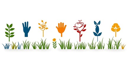 A comprehensive icon set depicting various elements of corporate social responsibility including ethical business practices community welfare initiatives