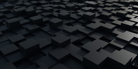 Abstract cube with black color 3d background 3d rendering