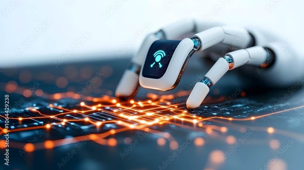 Fototapete of robotic process automation neural pathways and data flow on a clean white background