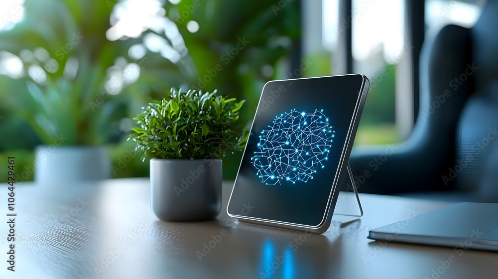 Aufkleber Minimalist icons and symbols representing technology neural networks algorithms and cognitive computing on a clean white background  suitable for technology innovation
