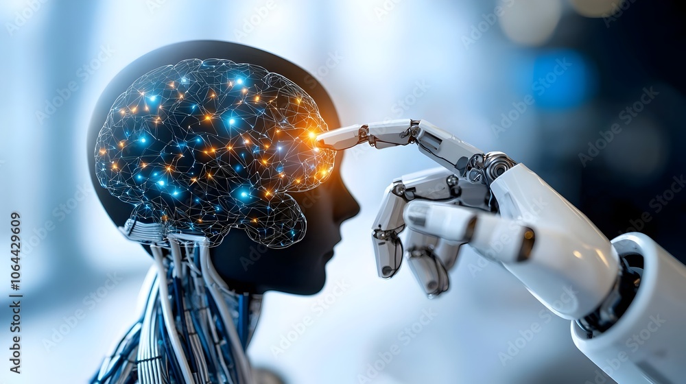 Fototapete icons for intelligence featuring digital brains robotics and cloud computing services on a white background  Representing the latest advancements in machine learning data science and IT technology