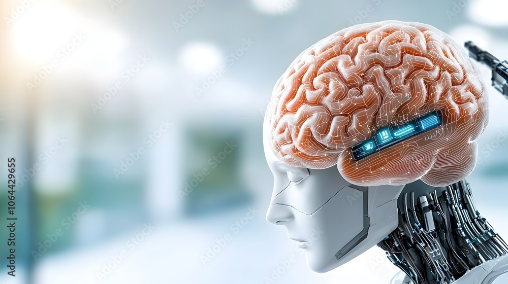 Poster Minimalist icons for intelligence robotics and cloud based services  Depicting digital brains neural networks and automation for the future of technology and digital transformation