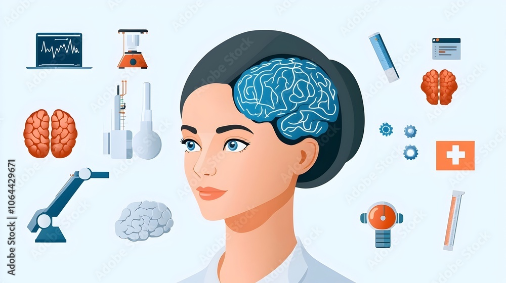 Fototapete icon collection representing symbols and elements of intelligence cognitive computing deep learning and automation technology tools on a clean white background