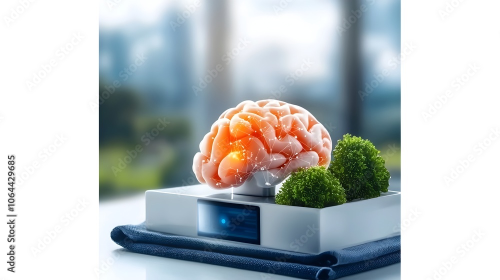 Poster icons representing the concepts of intelligence digital brains robotics and cloud based services