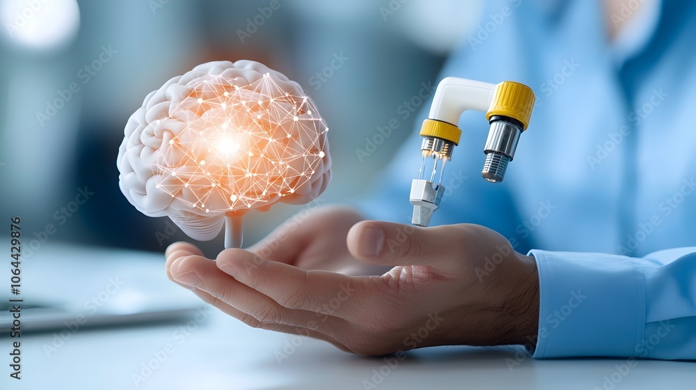 Fototapete Minimalist Icons Representing Intelligence Technologies Neural Networks Big Data Analytics and Automation Tools on a White Background  Conceptual Design for Technology