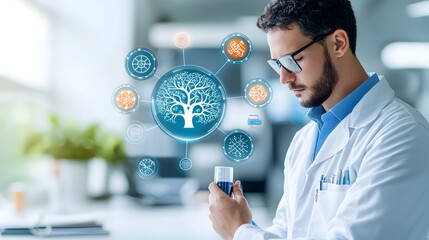 Modern digital depicting neural pathways algorithmic processing and predictive analytics in a minimalist stylized and futuristic aesthetic on a clean white background