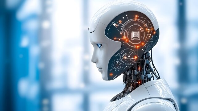 featuring a collection of AI inspired icons symbolizing digital intelligence algorithms and technological innovation on a clean white background