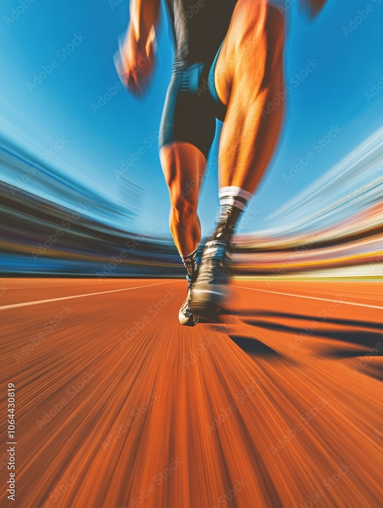 Aufkleber an athlete strides confidently on the track, demonstrating agility and resilience while using a pros