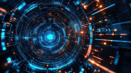 Blue cyberspace futuristic technology background.