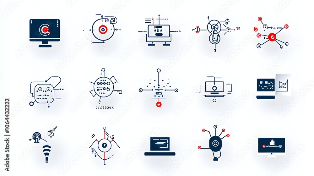 Aufkleber Robotic Process Automation Concept Depicted with Symbols of Algorithms Data Processing and Robots on a Clean White Background  Showcasing the Technology