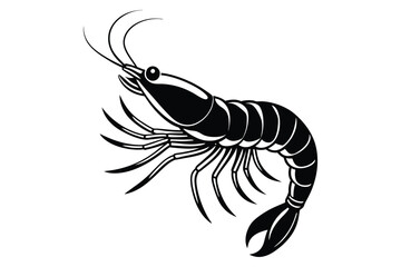 shrimp silhouette vector art illustration white background
