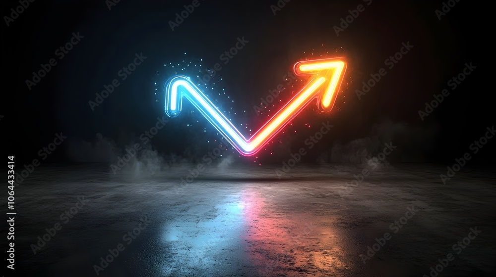 Aufkleber vibrant colorful light beam arrow with sleek and elegant design pointing to the right at the center 
