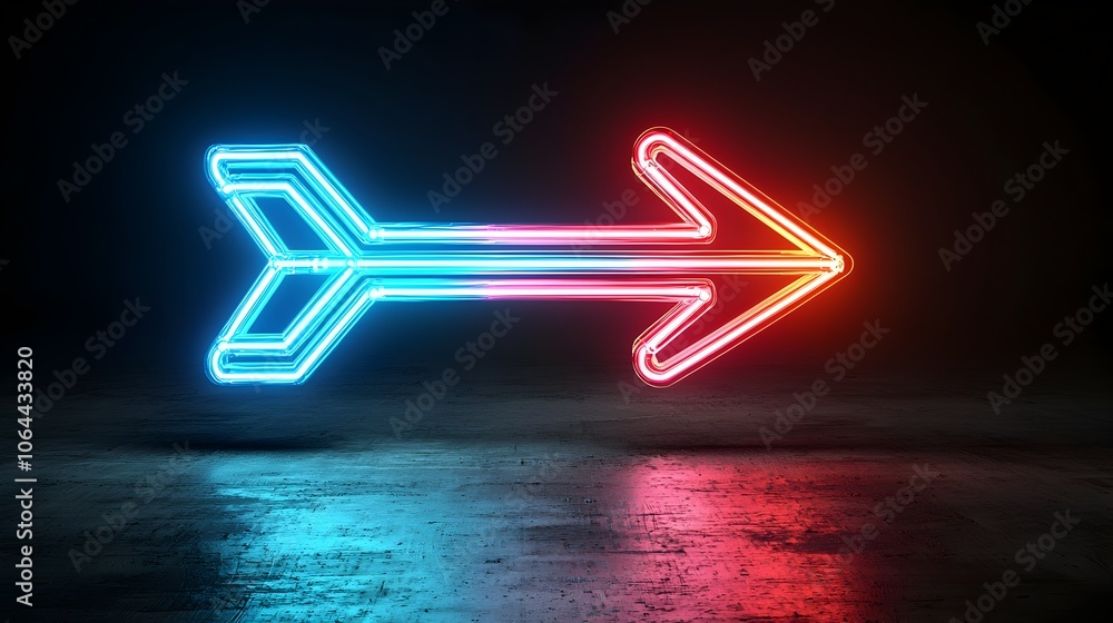 Aufkleber dynamic colorful arrow of glowing light beams aiming right with a sleek speedy appearance on a black