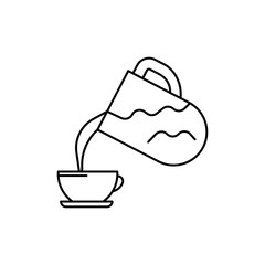 Outline icon of pouring tea into a cup