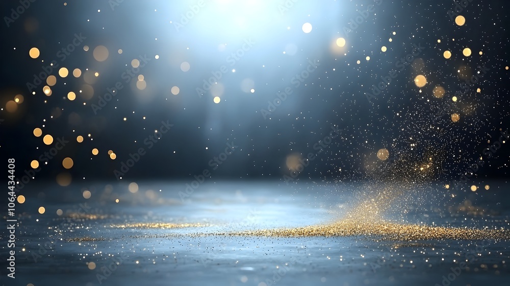 Leinwandbilder mesmerizing dark background with shimmering golden dust and soft bokeh filling the air with captivat