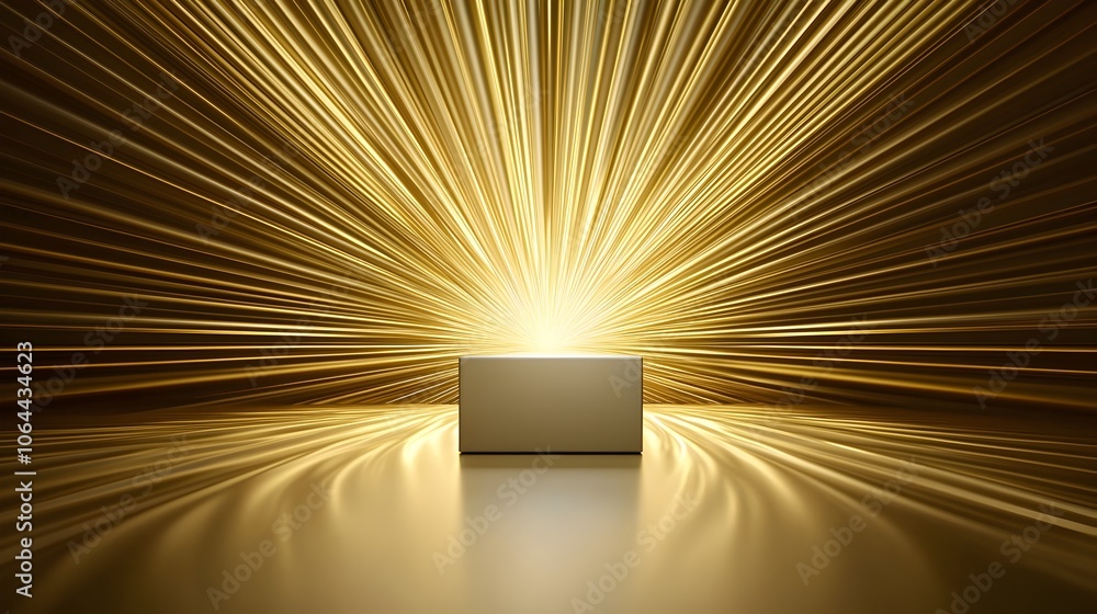Leinwandbilder majestic golden 3d podium on a radiant luminous background with gleaming light rays creating an eleg