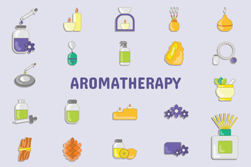 Aromatherapy Lineal Color Vector Illustration Icon Sticker Set Design Materials