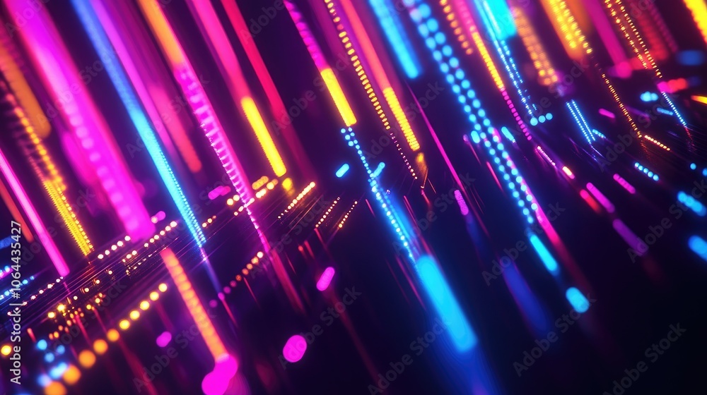 Poster vibrant light trails with abstract patterns
