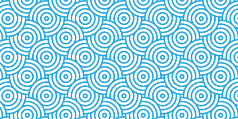 Abstract vector overlapping and fabric seamless pattern with waves and blue geometric retro background. blue seamless tile stripe geomatics create retro square line backdrop pattern background
 