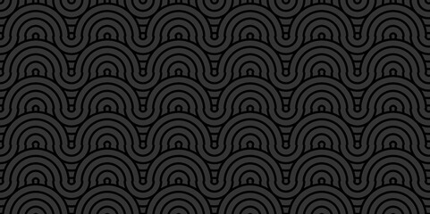 Obraz premium Abstract Overlapping Pattern. Seamless geometric ocean spiral pattern and abstract circle wave lines. black seamless tile stripe geomatics create retro line backdrop pattern background.