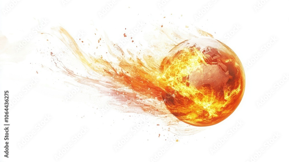 Poster fiery globe in motion with abstract background