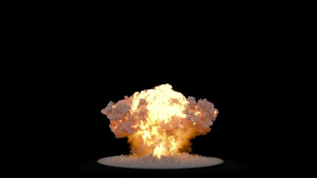 simulation of a nuclear explosion on a dark background