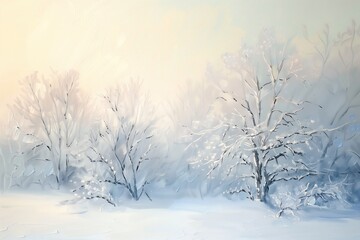 Vintage digital oil painting winter landscape for wall decor, art print, fine art, wallpaper, beautiful background design. Generative AI.
