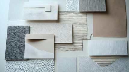 A collection of textured samples in various neutral colors.