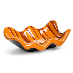 Vibrant orange and black serving bowl with wavy design suitable for decorative use in a modern dining setting
