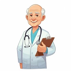 Illustration of a friendly cartoon doctor. Smooth JPEG version.