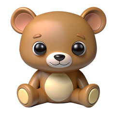 Fototapeta premium Cute bear toy, friendly mood, playful character, isolated on white background, transparent png file 
