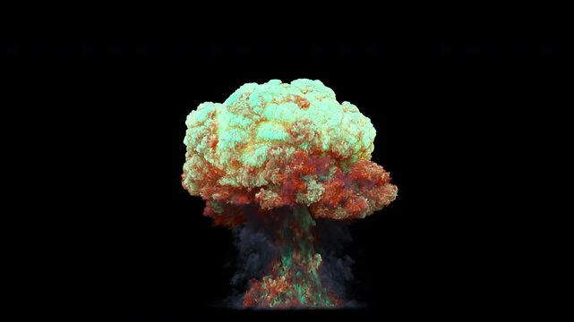 simulation of a nuclear explosion on a dark background