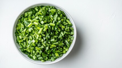 Freshly Chopped Green Vegetables in White Bowl