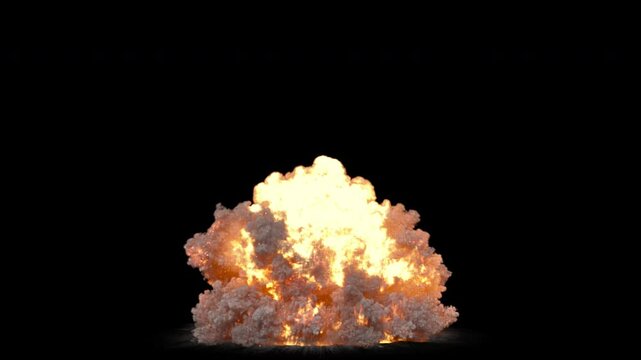 simulation of a nuclear explosion on a dark background
