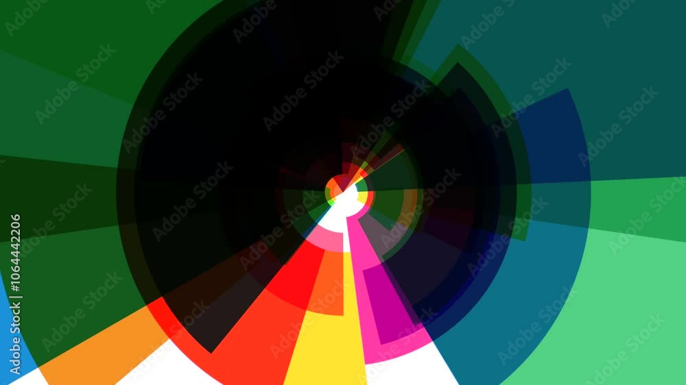 Poster colorful blocks in circular shape animation