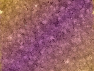a watercolor-like background with a gradient from purple to brown, and a textured, cloudy design.