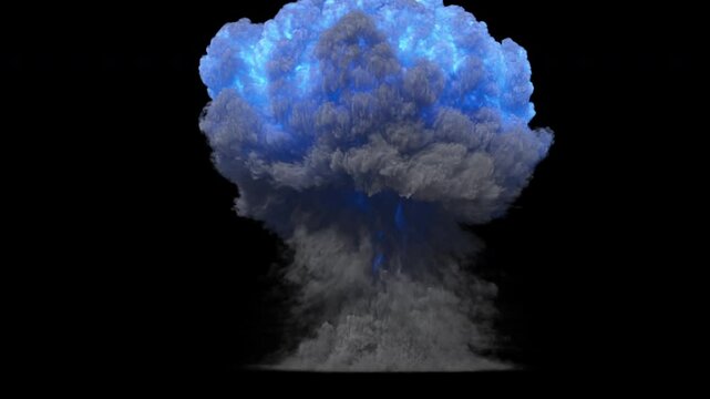 simulation of a nuclear explosion on a dark background