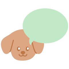 Cute illustration of puppy text bubble for cartoon, comic, decoration, sign, symbol, print, label, sticker, animal, pet shop, vet, adopt and rescue animals, dog cartoon, pet lover, patches, template
