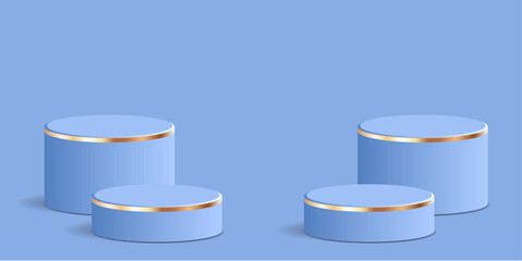 cylinder podium tube circle podium with gold strip stage 3d Abstract minimal scene mockup products display studio, Stage showcase. Vector geometric forms