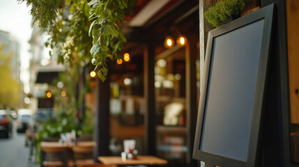 Illustration of a sign in front of a cafe, a blackboard sign used to write a list of food in front of a restaurant