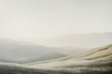 Vintage digital oil painting of a minimalist landscape for wall decor, art print, fine art, wallpaper, beautiful background design. Generative AI.