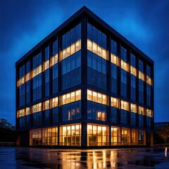 Fototapeta premium the AI Image Generator, Modern Office Buildings at Dusk