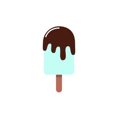 Chocolate mint ice cream popsicle isolated on white background, Simply vector illustration design