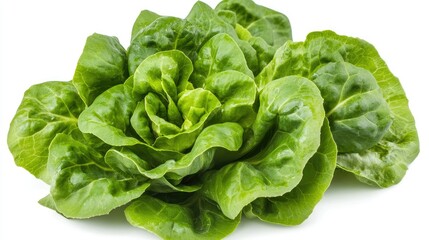 Fresh Green Lettuce on White Background